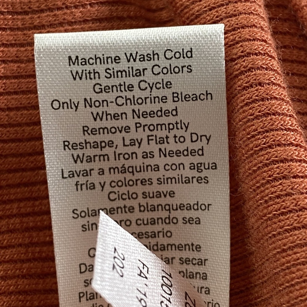 VENUS Women Cut Out Open Front Mock Neck Long Sleeve Top Sz L Orange 1-20 - Picture 12 of 12